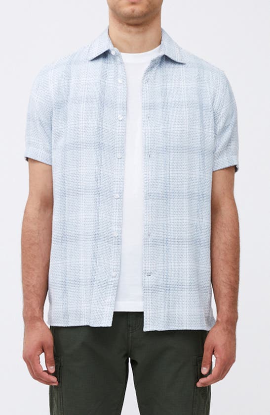 Shop French Connection Barrow Dobby Short Sleeve Button-up Shirt In Blue Combo