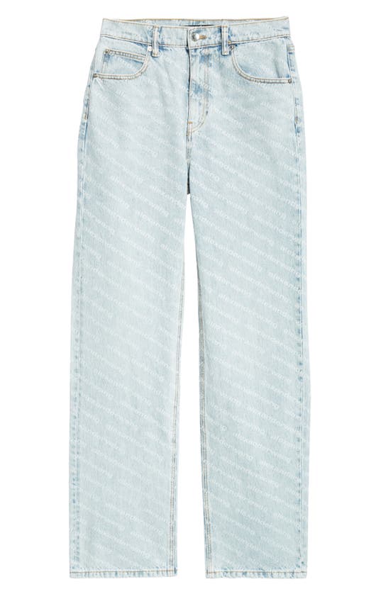 Shop Alexander Wang Logo Stripe High Waist Relaxed Fit Straight Leg Jeans In Pebble Bleach/ White