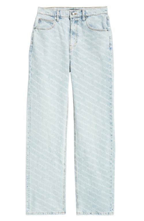 Shop Alexander Wang Logo Stripe High Waist Relaxed Fit Straight Leg Jeans In Pebble Bleach/white