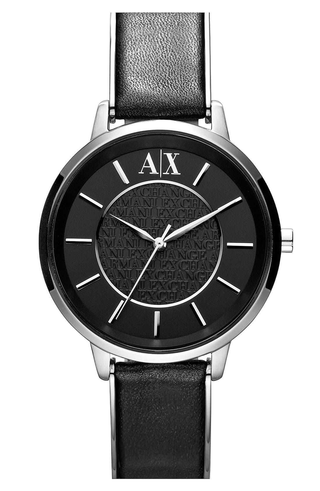 AX Armani Exchange Leather Strap Watch, 38mm Only) Nordstrom