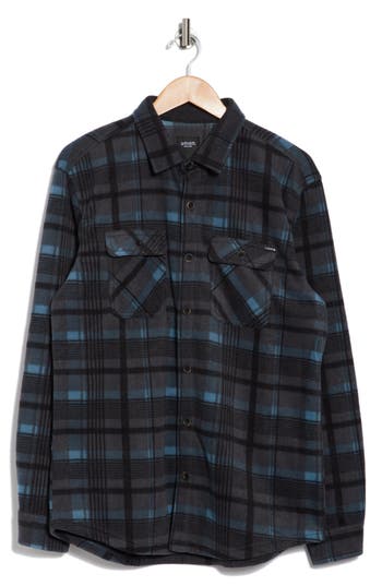 Union Cascade Buffalo Plaid Microfleece Button-up Shirt In Astro