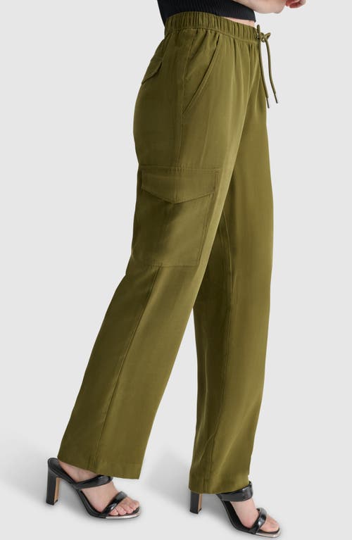 Shop Dkny Carrot Drawstring Cargo Pants In Dark Olive