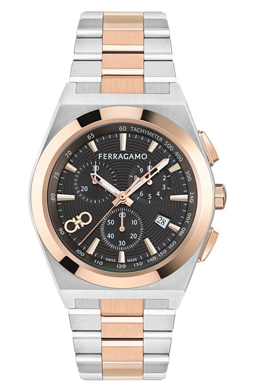 Shop Ferragamo Vega Upper East Bracelet Chronograph Watch, 42mm In Two Tone