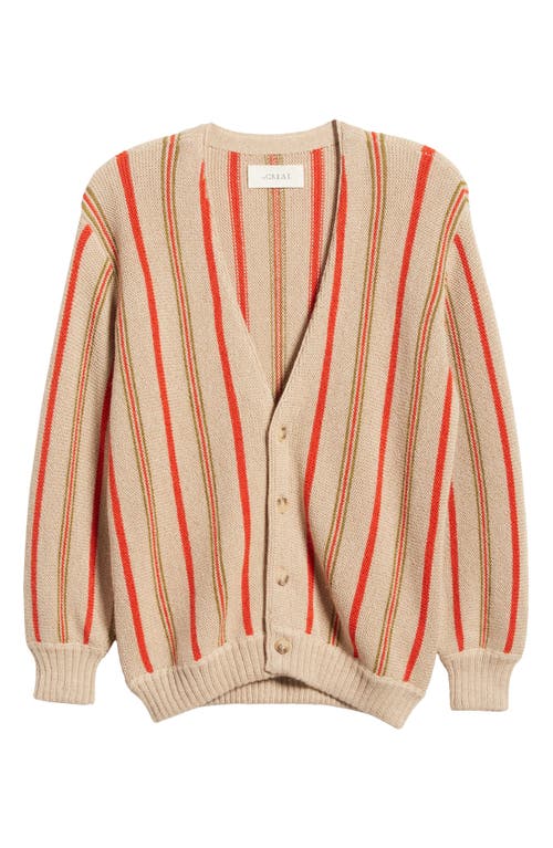 Shop The Great . The Everett Stripe Baby Alpaca Cardigan In Oatmeal Heritage Stripe