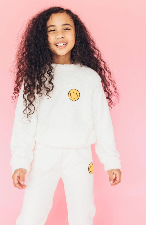 Shop Lola + The Boys Bright Smile Patch Fuzzy Set In White