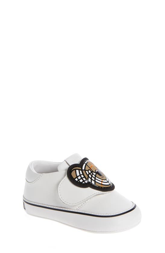 Burberry Kid's Ross Bear Leather Grip-strap Sneakers, Baby In White