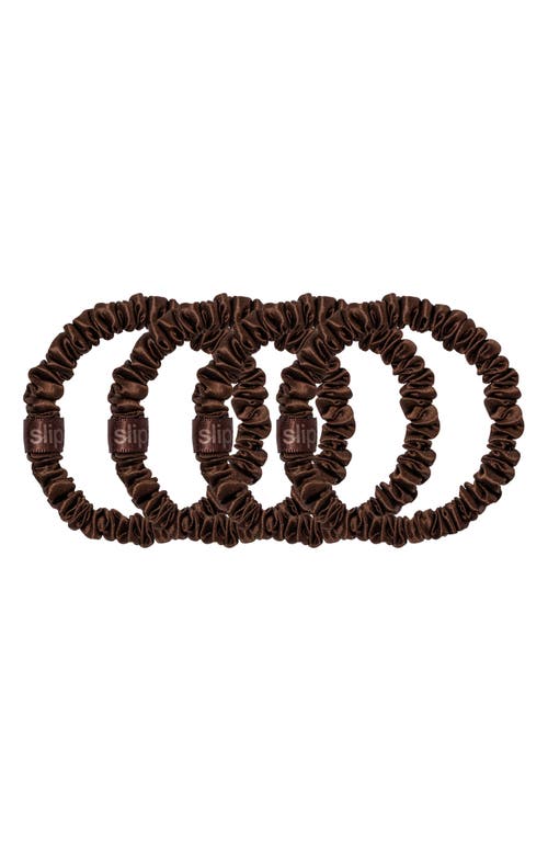slip Pure Silk 4-Pack Skinny Scrunchies: Back to Basics Collection in Dark Brown at Nordstrom