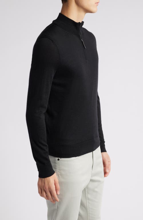 Shop Canali Quarter Zip Cashmere & Wool Blend Sweater In Black