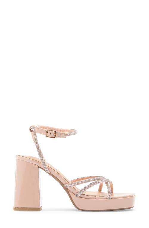 Top Guy Shoes Crystal Platform Sandal In Nude Pat