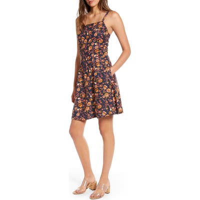 Hinge Sleeveless A-Line Dress, Blue
