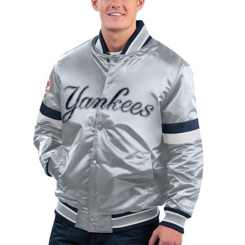 Men's Starter White New York Yankeess Power Forward Satin Full-Snap Varsity Jacket Size: 4XL