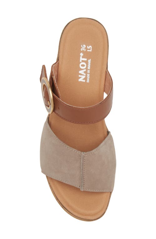 Shop Naot Breezy Platform Wedge In Stone Nubuck/caramel Leather