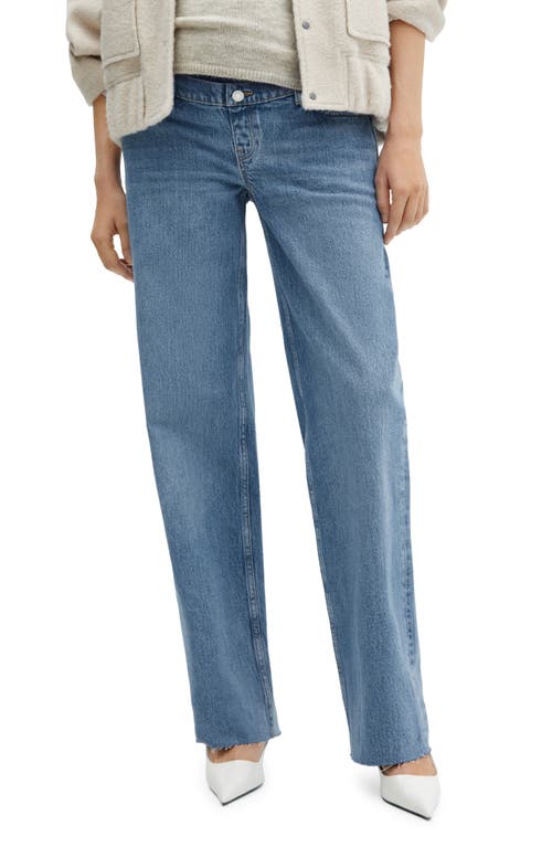 MANGO Over the Bump Wide Leg Maternity Jeans Medium Blue at Nordstrom,