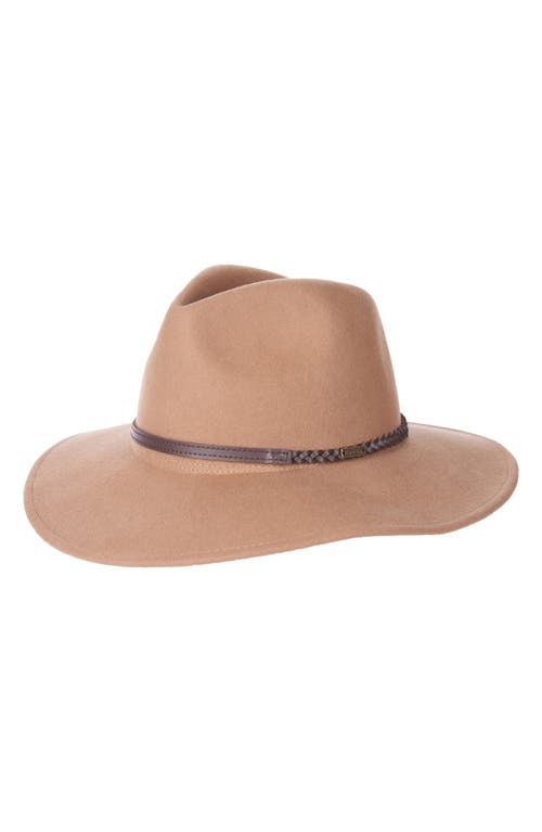 Barbour Leather Braid Wool Fedora in Camel