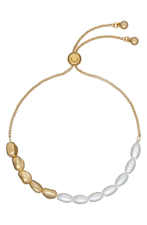Inela Island Imitation Pearl Slider Bracelet in Gold Tone/Pearl