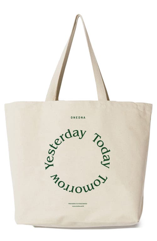 Yesterday Today Tomorrow Graphic Canvas Tote in Natural/Green