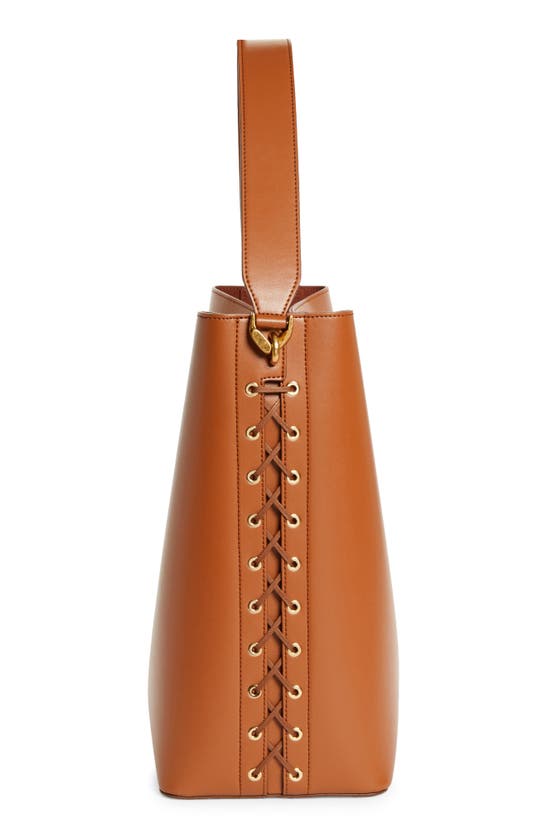 Shop Stella Mccartney Frayme Laced Faux Leather Tote In Tan