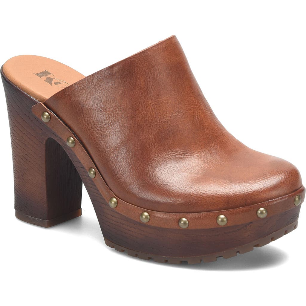 Korks Auburn Stud Clog In Dark Tan