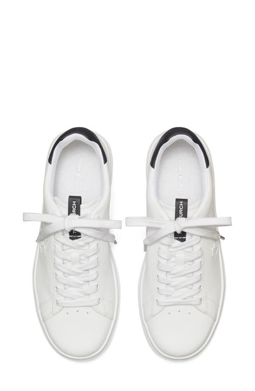 Shop Tory Burch Double T Howell Court Sneaker In White/perfect Navy