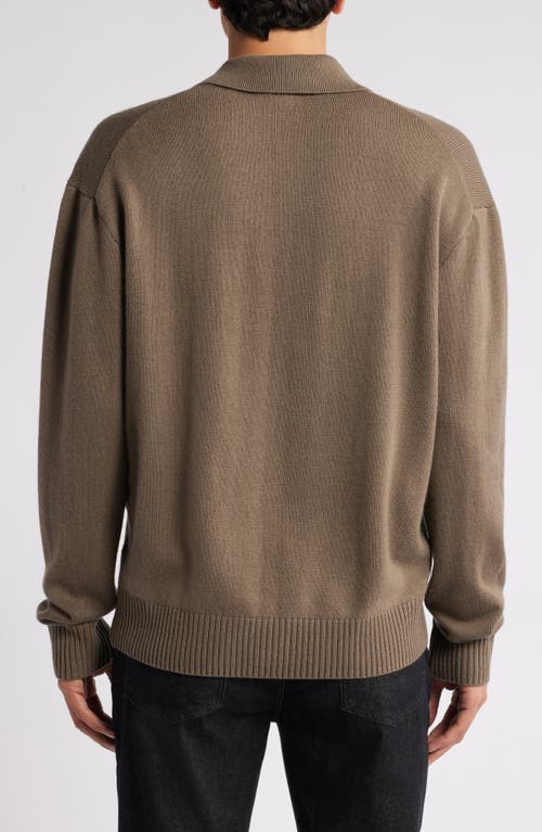 Shop Frame Wool & Silk Johnny Collar Sweater In Soft Mocha