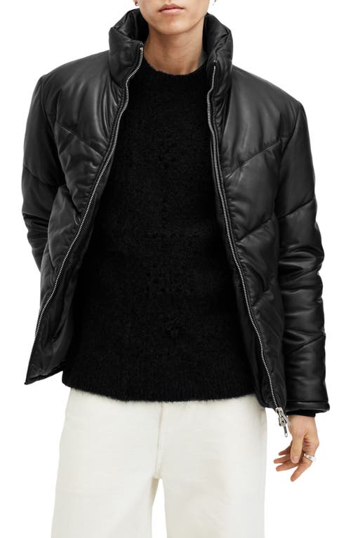 Shop Allsaints Raya Leather Puffer Jacket In Black