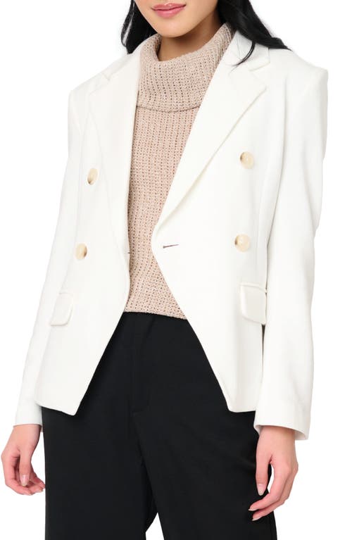 Gibsonlook Double Breasted Cotton Blend Blazer In White