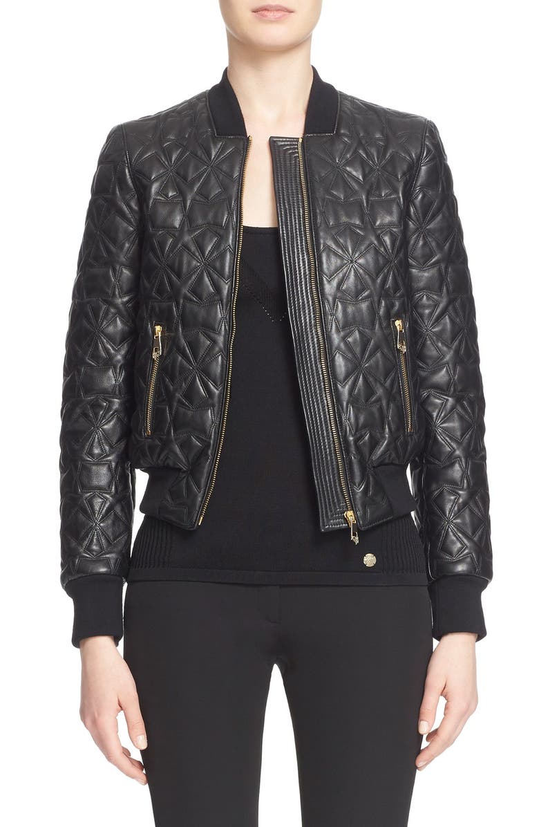 Versace Collection Quilted Leather Bomber Jacket | Nordstrom