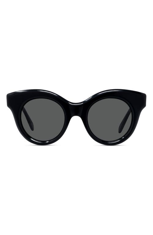 Shop Loewe Curvy 49mm Small Round Sunglasses In Shiny Black/smoke