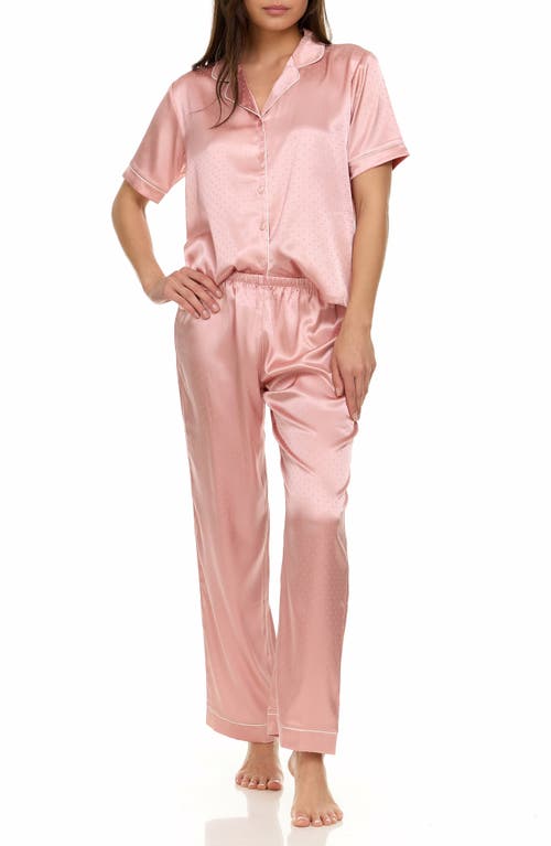 Flora By Flora Nikrooz Floral By Floral Nikrooz Women's 2-pc. Jamie Satin Jacquard Pajama Set In Rose