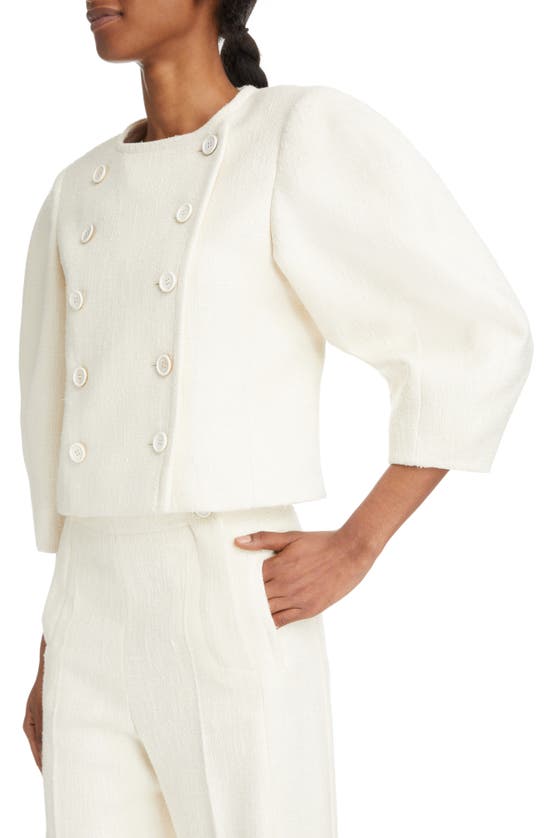 Chloé Silk & Wool Blend Lantern Sleeve Jacket In Coconut Milk