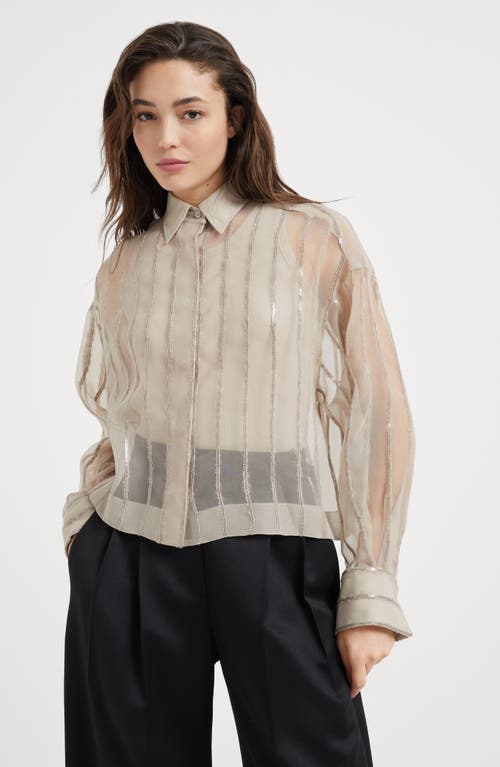 Shop Brunello Cucinelli Crispy Silk Shirt In Sand