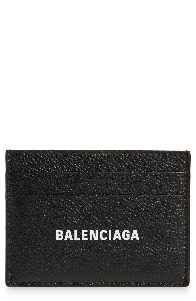 Balenciaga Cash Logo Leather Card Case | Nordstrom
