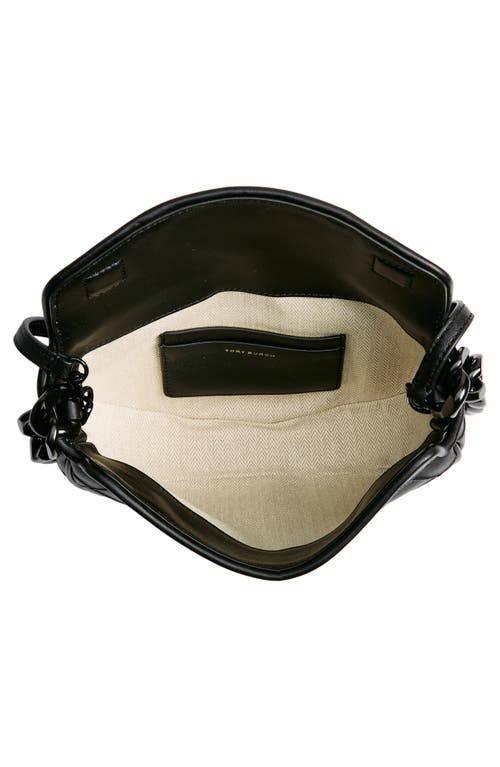 Tory Burch Mini Fleming Soft Crescent Shoulder Bag In Black