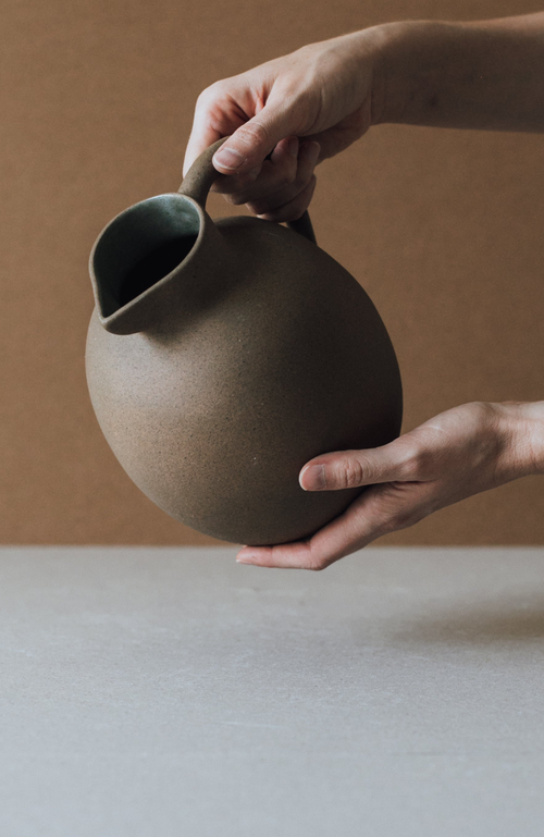 Al Centro Ceramica Ball Pitcher In Terracotta