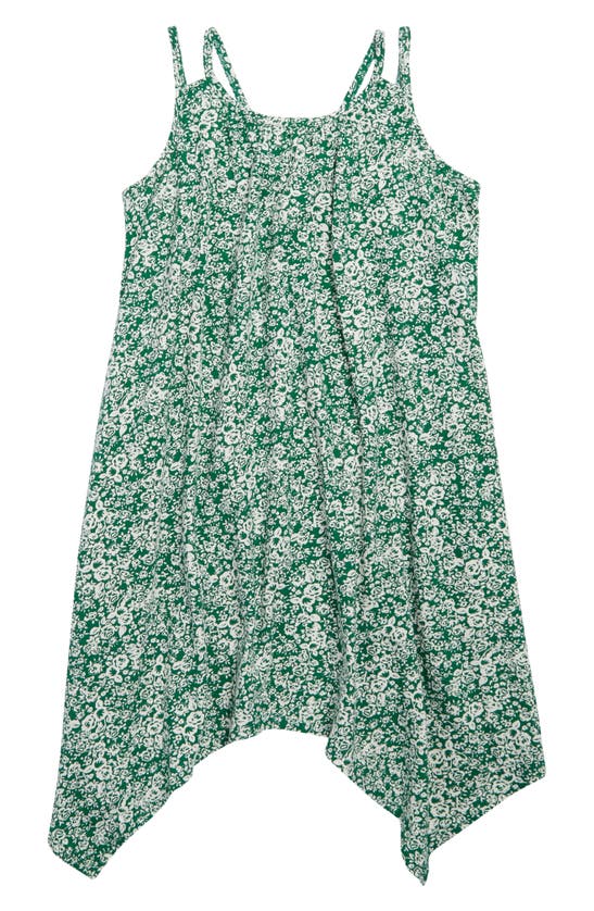Melrose And Market Kids' Double Strap Print Dress In Green Verdant Woodland Ditsy