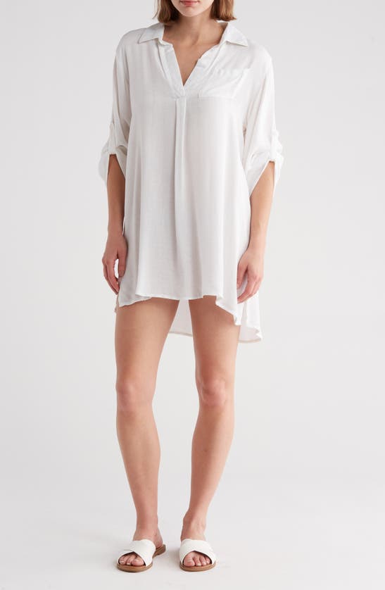 Boho Me Oversize Cover-up Shirt In White