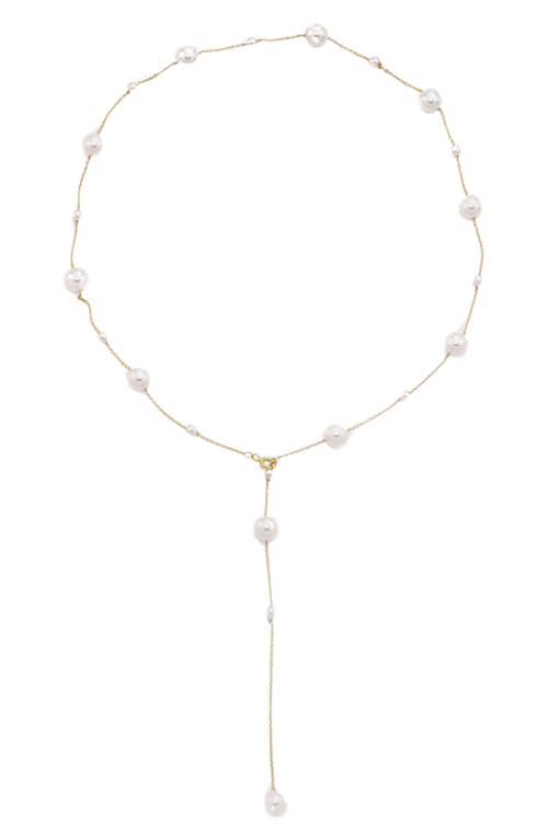 Elenor Imitation Pearl Station Y-Necklace in Gold