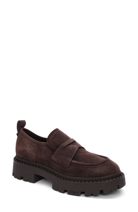 Shop Ash Genial Stud Leather Platform Loafer In Brown