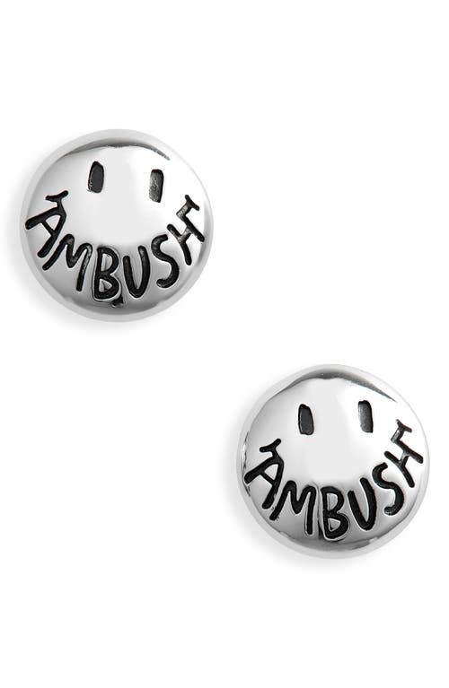 Ambush Smiley Stud Earrings in Silver