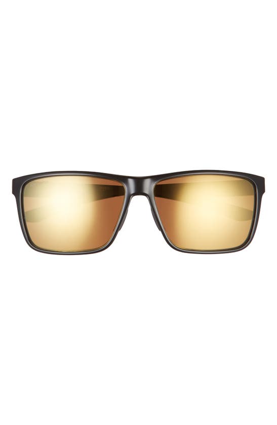 Smith Riptide 61mm Polarized Sport Square Sunglasses In Black Bronze Mirror Modesens