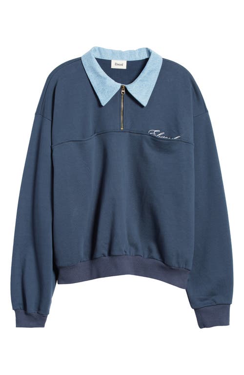 Elwood Long Sleeve Quarter Zip Sweatshirt In Navy
