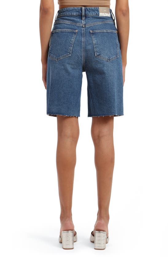 Mavi Jeans Selina Cutoff Bermuda Denim Shorts In Mid Brushed Recycled Blue