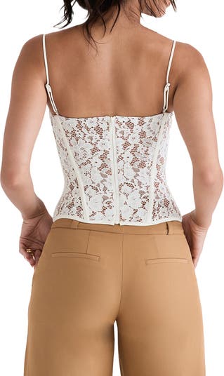 House Of Cb Floral Lace Underwire Corset Camisole In Ivory