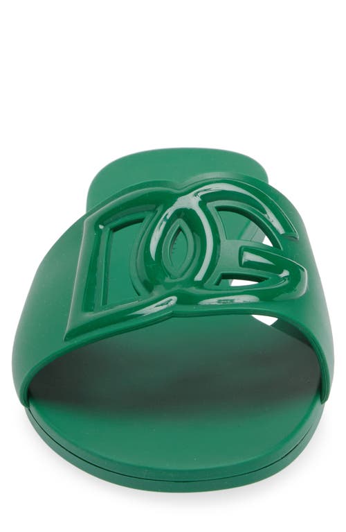 Shop Dolce & Gabbana Dolce&gabbana Bianca Interlock Slide Sandal In Green