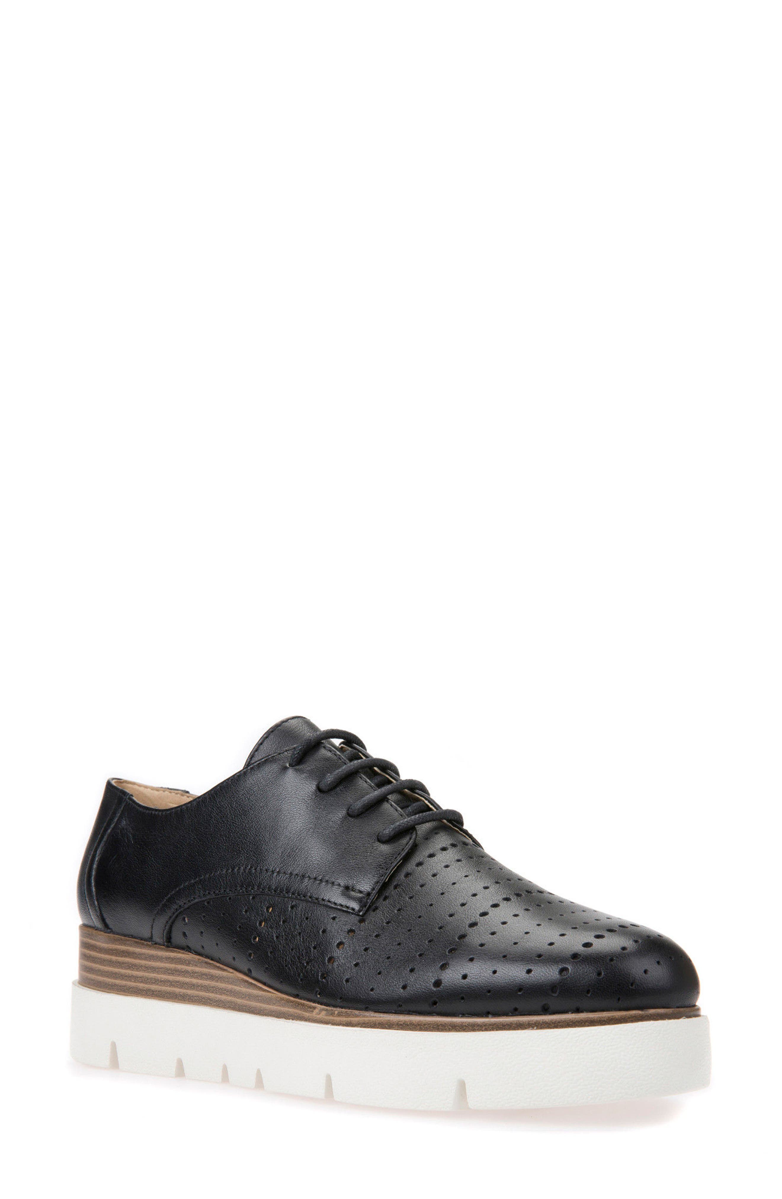 Geox Kattilou Platform Derby, Black