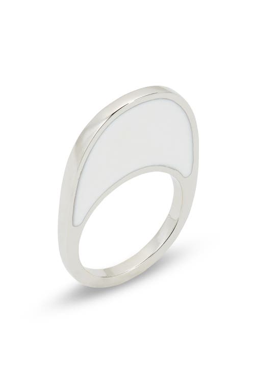 Coperni Swipe Lacquered Enamel Ring in White/Silver