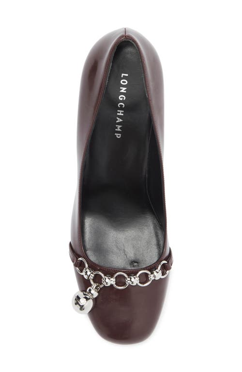 Longchamp Chain Strap Pump In Aubergine