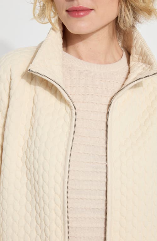 Shop Lyssé Sol Quilted Cable Jacket In Panna Cotta