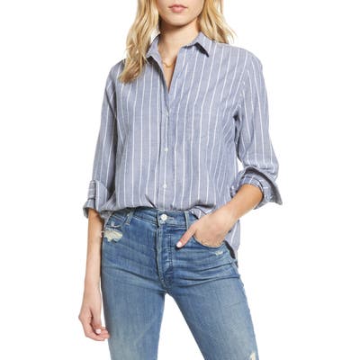 Grayson The Hero Stripe Feathered Cotton Flannel Shirt, Black