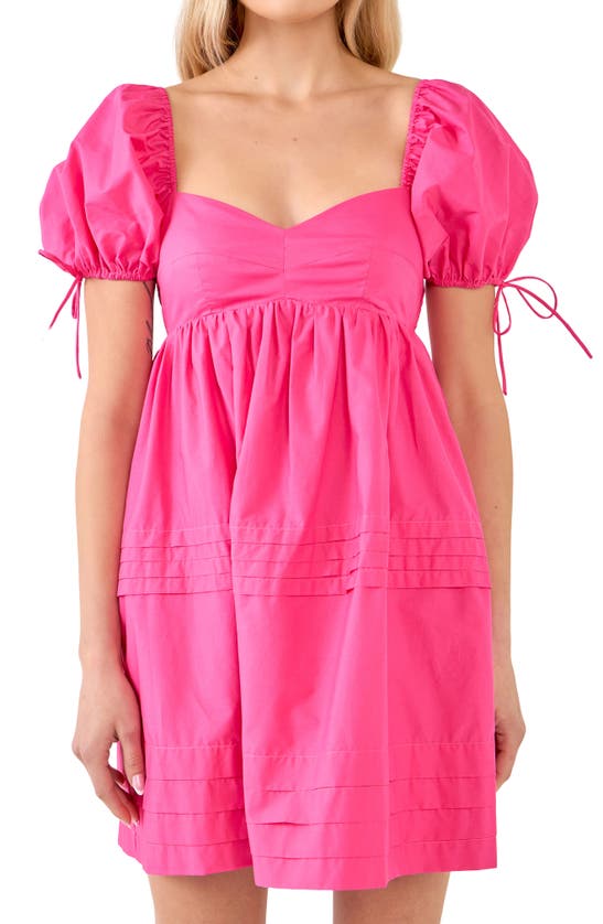 ENGLISH FACTORY ENGLISH FACTORY PINTUCK PUFF SLEEVE MINIDRESS